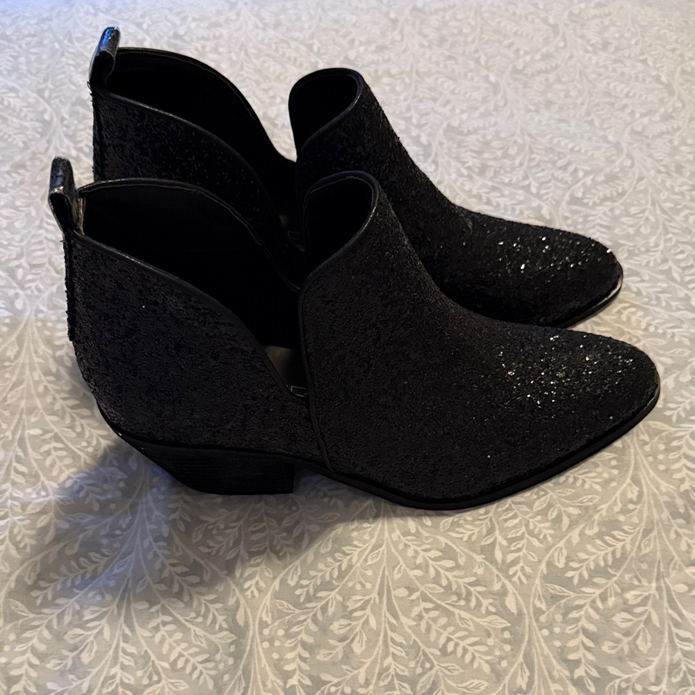 Corkys Black Glitter Ankle Booties Size 8 - Picture 3 of 6